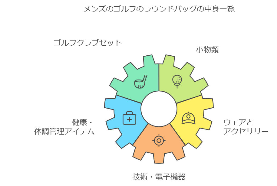 メンズのゴルフのラウンドバッグの中身一覧